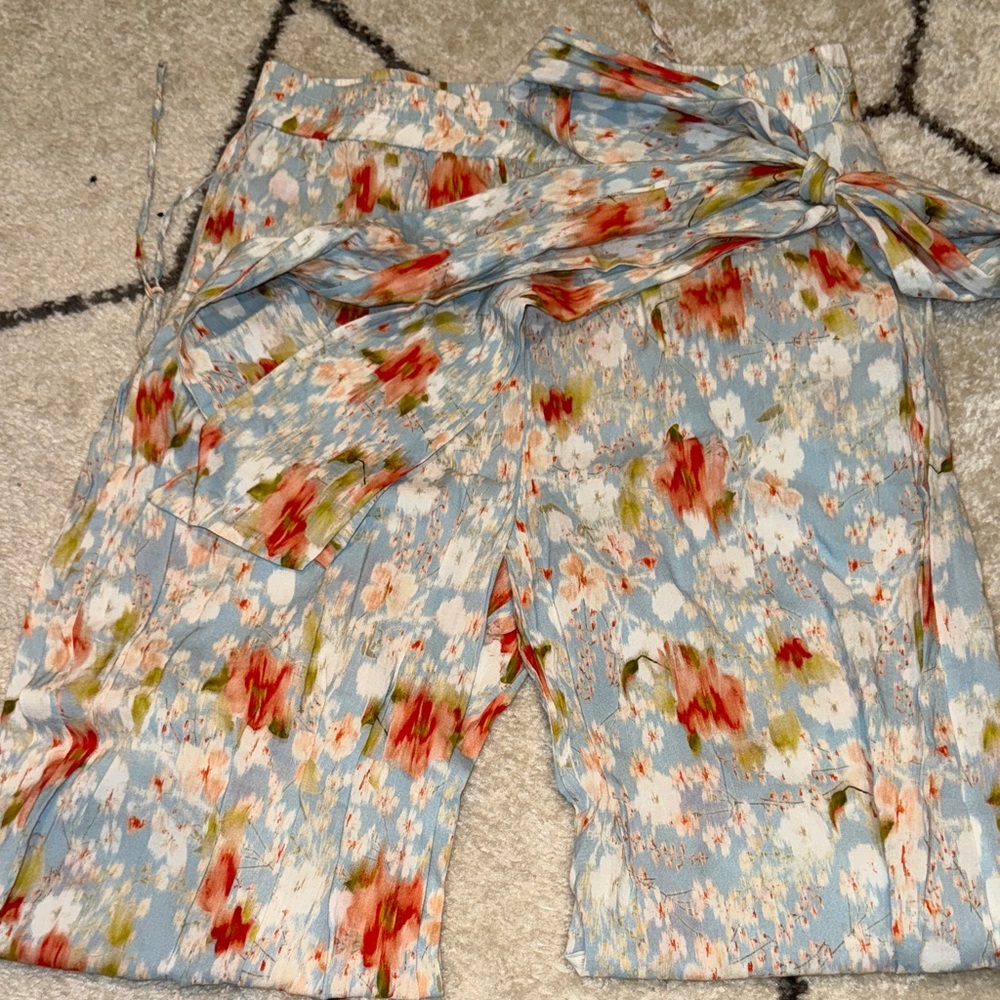 Misa Los Angeles Floral Track Pants - Blue and Red